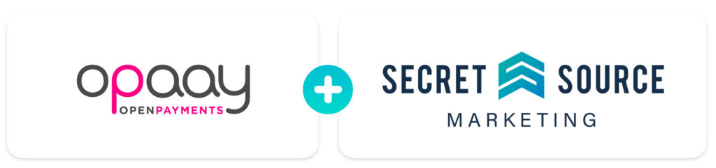 Shows Opaay and Secret Source Marketing logos connected by a plus symbol.