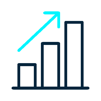 wired outline 152 bar chart vertical arrow up hover growth